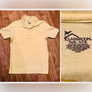 Classroom Youth unisex Moisture Wicking Polo /Yellow size S (7-8)